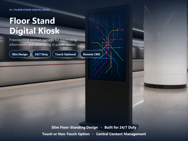 Floor Standing LCD Digital Signage Kiosk 32-86 Inch Advertising