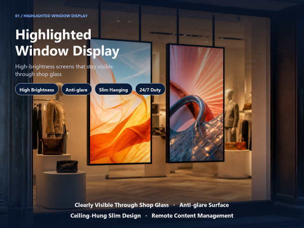 High Brightness LCD Window Display Screen 43-65 Inch 2500 Nits