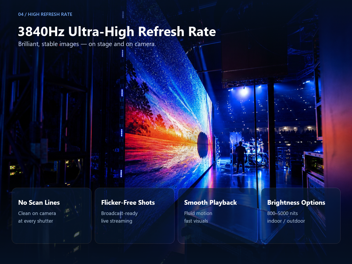 3840Hz High Refresh Rate Rental LED Screen