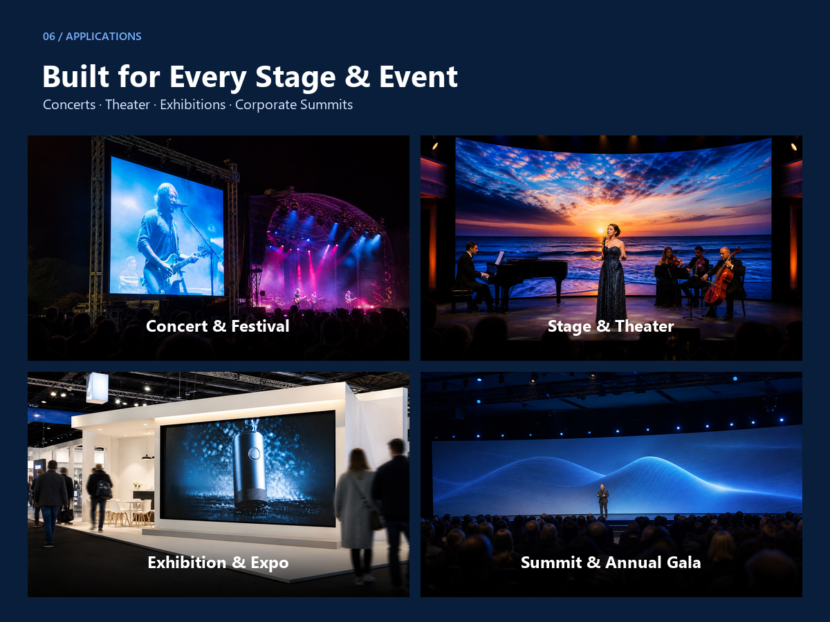 LED Display Applications - Concert, Theater, Expo, Summit